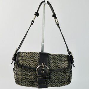 COACH 1463 SOHO Shoulder Bag Hand Bag Canvas Leather Signature Black HOBO Y2K